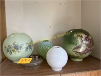 4 Assorted Globes & Lamp Parts