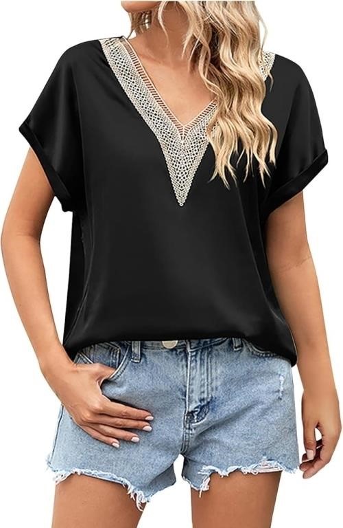 XL- Summer Tops for Women Sexy Casual Lace V Neck