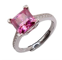 925S 2.0ct Pink Princess Moissanite Ring