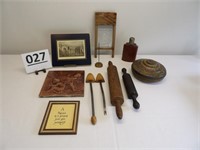 Glass Washboard, Rolling Pins, Flask