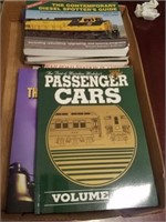 Tray of train books
