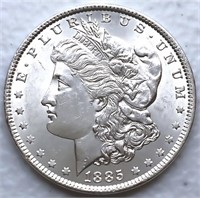 RARE 1885 AU/UNC US MORGAN SILVER DOLLAR KEY DATE