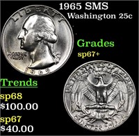 1965 SMS Washington Quarter 25c Grades sp67+