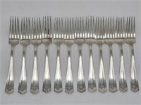 (12) Sterling Silver Dinner Forks w/ Cloth Case