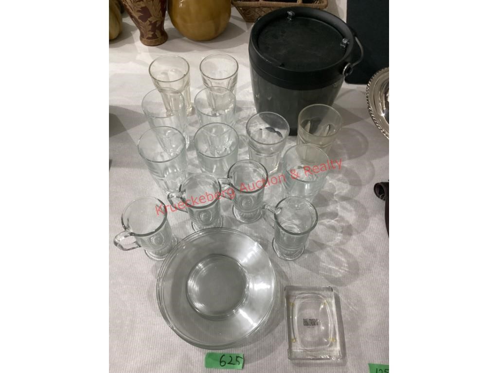 6 8" Glass Plates, Irish Coffee Mugs&