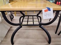 End table metal base with wood top,