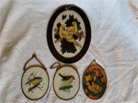 4 pcs of vintage painted and stained glass items