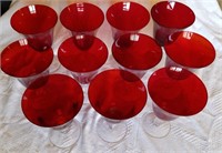 11pcs of Fine crystal ruby red water glasses