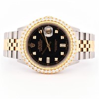 Rolex DateJust 16233 Black Dial Diamond Wristwatch