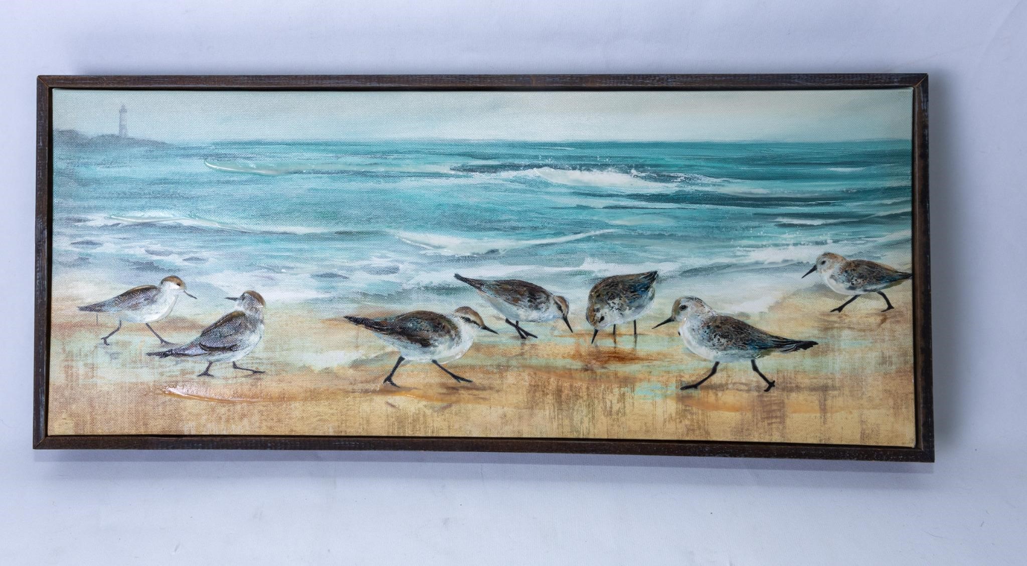 Enhanced print on canvas depicting birds