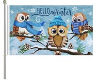 (new) Size:3*5ft, Covido Hello Winter Owls Family