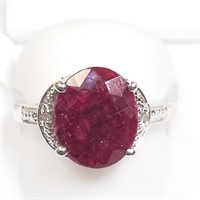 $400 S/Sil Ruby  Diamond Ring