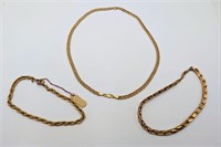 2 10k Rope Bracelets, Gold Tone Bracelet/ Necklace