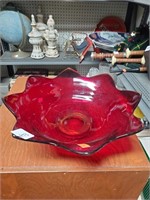 Ruby Glass Pedaled Bowl