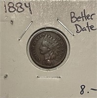 US 1884 Indian Cent Better Date