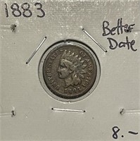 US 1883 Indian Cent Better Date