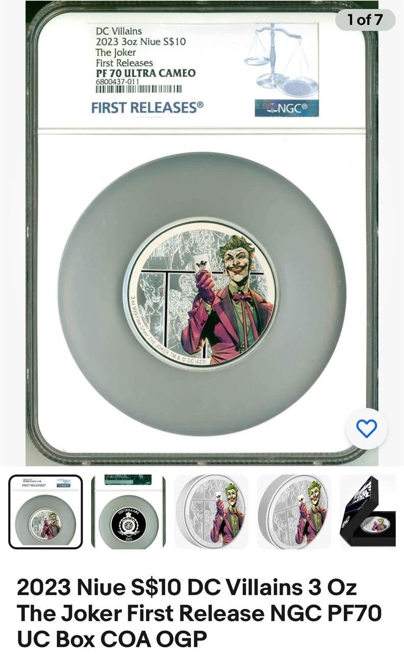 Joker 3oz Silver Coin Collectable MSRP $300.00