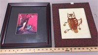 Offset Lithograph & Owl Painting