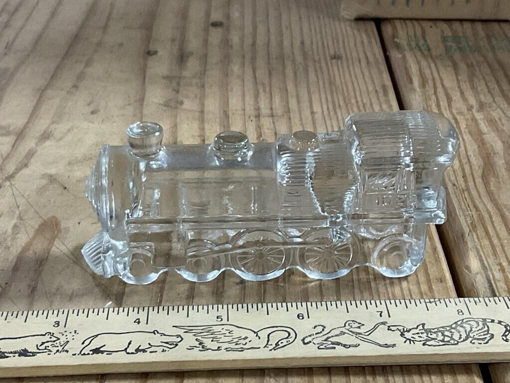 Vintage Glass Locomotive Candy Container