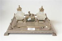 Antique silverplate desk stand with a