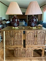 Coffee Table, End Stands, 2 Lamps