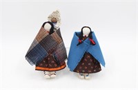 (2) Native Plains Navajo Indian Dolls w/ Papoose