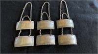 Set of six Sterling silver liquor, bottle tags,