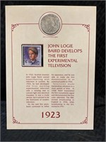 1923S Peace dollar and stamp set - John Logie