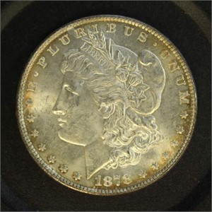 US Coins 1878 Morgan Silver Dollar, 8 Tail Feather