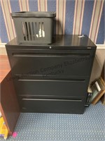 Large three drawer, metal file cabinet