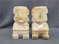 Vintage Marble Aztec Mayan Bookends