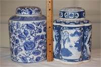 2 Chinese Porcelain Blue & White Jars