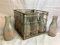 Milk Crate with J.L.Infield Dairy Milk Bottles