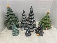 6 vintage pottery Christmas trees