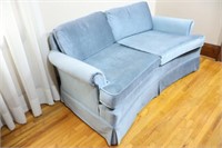 Mid Century Pale Blue Kidney Shape Love Seat