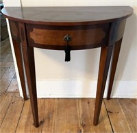 Inlaid Demilune Table w/ Drawer