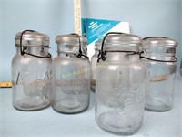 Canning jars with glass lids