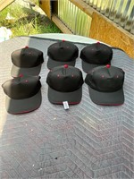 6- OC Black with Red accent hats- NEW