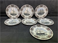 7 Currier & Ives "Tall Ships" Plates
