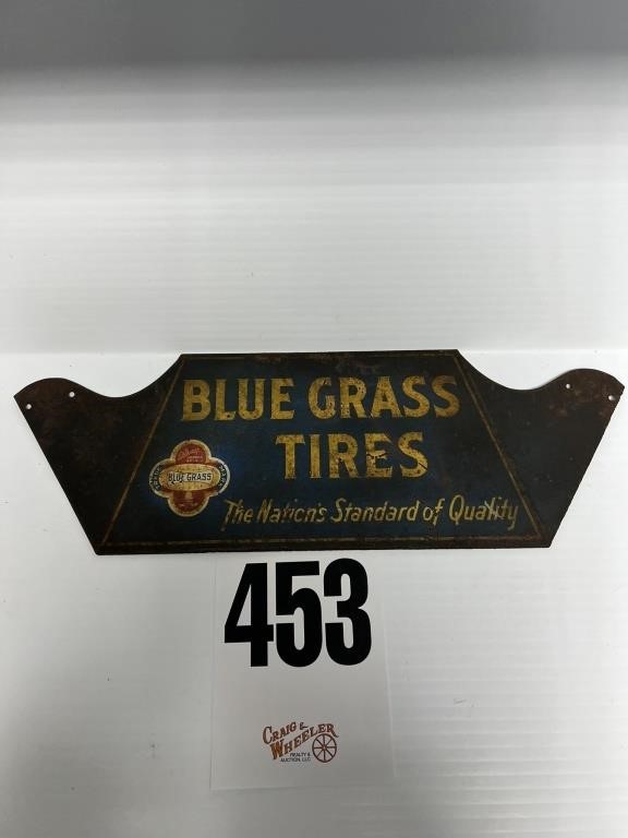 Belknap Hardware Blue Grass Tires metal sign