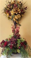 Faux Floral Decor in Iron Bowl & Metal Sconce