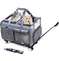 GJEASE Double-Compartment Pet Rolling Carrier