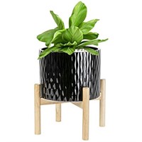 LaDoVita Ceramic Plant Pot with Stand, 8 Inch