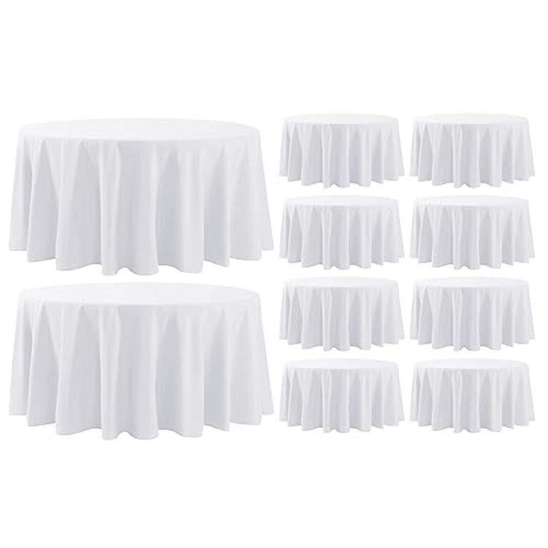 Aocoz 10 Pack White Round Tablecloth 120 Inch