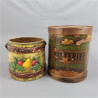 2 PRIMITIVE FIRKIN BUCKET & PANTRY BOX