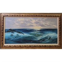 A Very Large O/C Seascape Painting Signed V. Berk