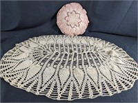 Crochet Pillow and Table Topper Set