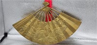Vintage Gold Tone Brass Fan Phoenix Wall Decor