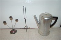 Twisted Advert Fork and Vintage Coffee Pot
