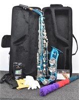 Mendini by Cecilio Glory Blue/Silver Saxophone